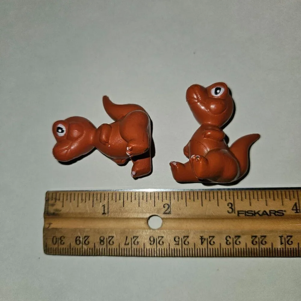 2 Dinosaur Figures Lot Baby T-Rex? Duplicates Cake Topper Toys SMALL 1.5
